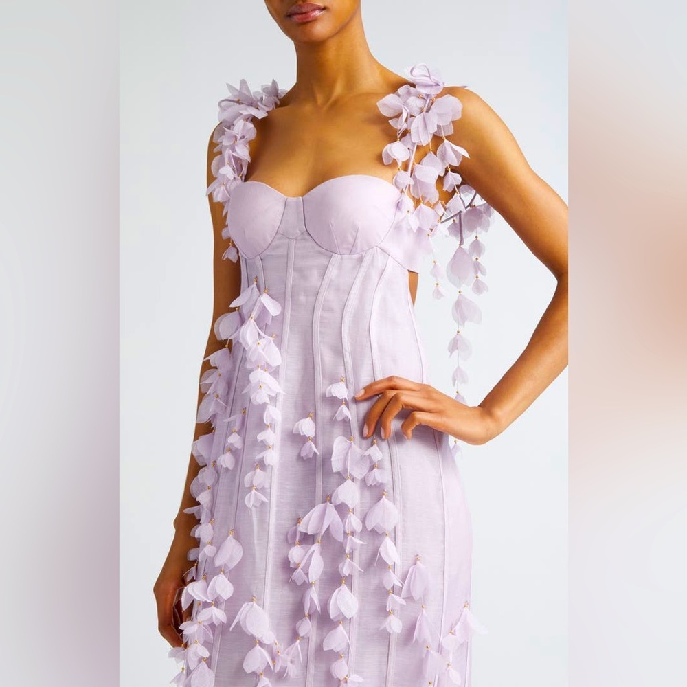 Zimmermann Petal Appliqué Linen-Silk Dress